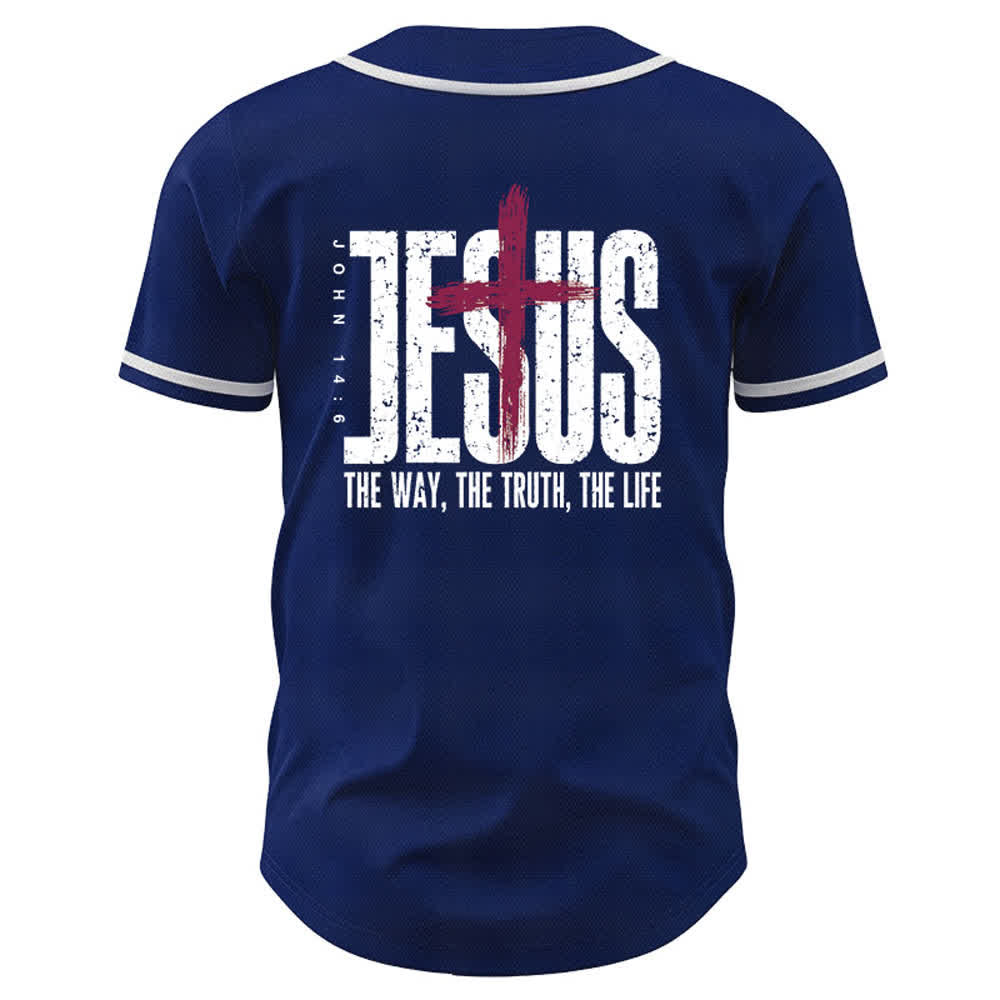 Christianartworkshop Jesus THE WAY THE TRUTH THE LIFE Button Up Baseball Jersey - image 36