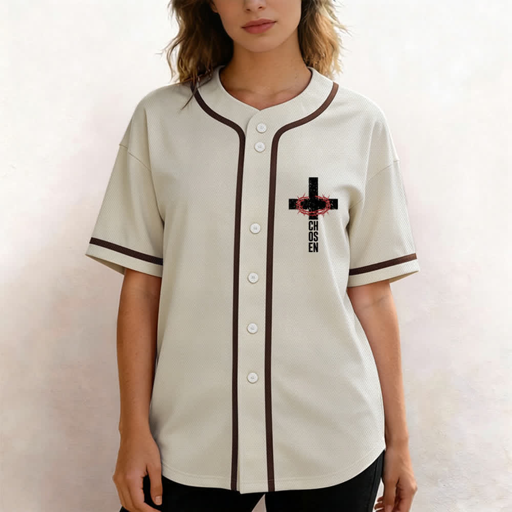 Christianartworkshop Jesus Cross Mesh Button Up Baseball Jersey - image 25