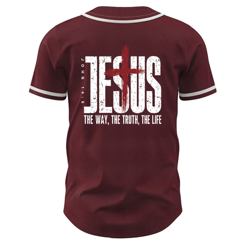 Christianartworkshop Jesus THE WAY THE TRUTH THE LIFE Button Up Baseball Jersey - image 15