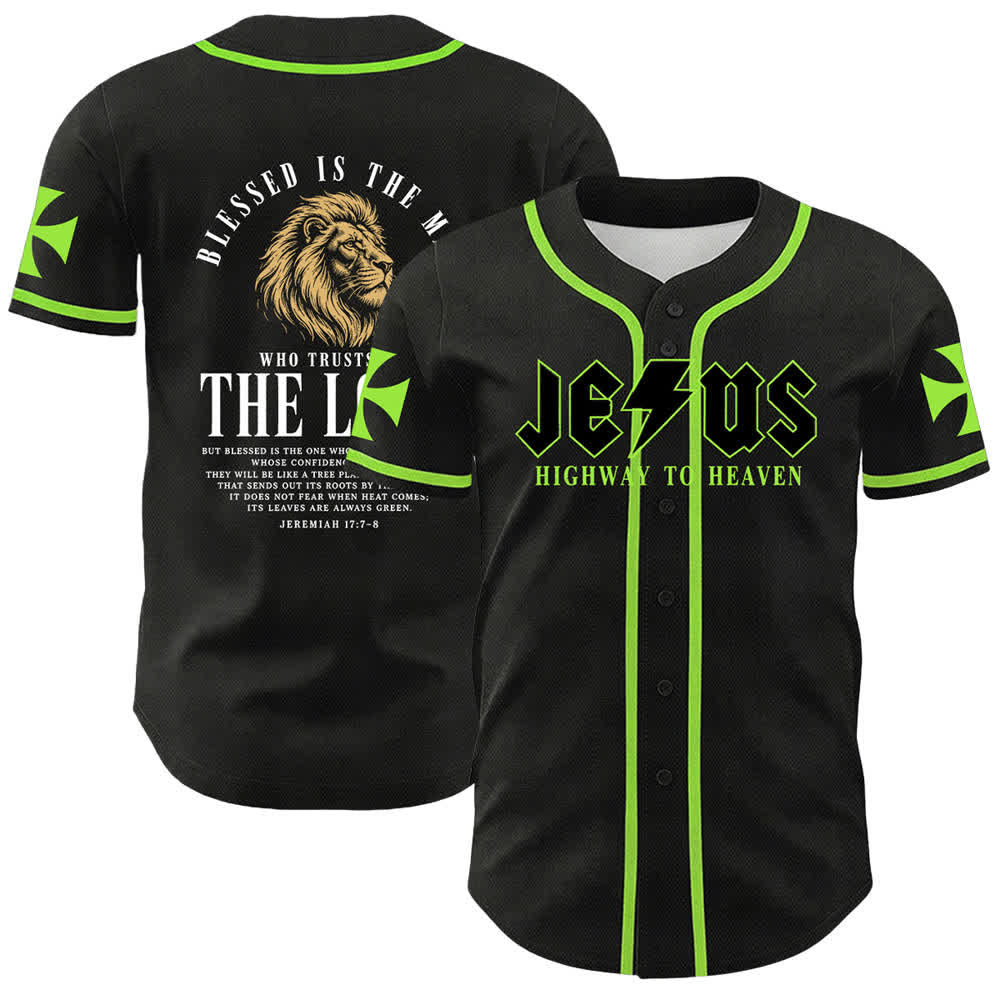 Christianartworkshop Jesus Highway To Heaven Jeremiah 17:7-8 Baseball Jersey - Green - 5XL - image 56