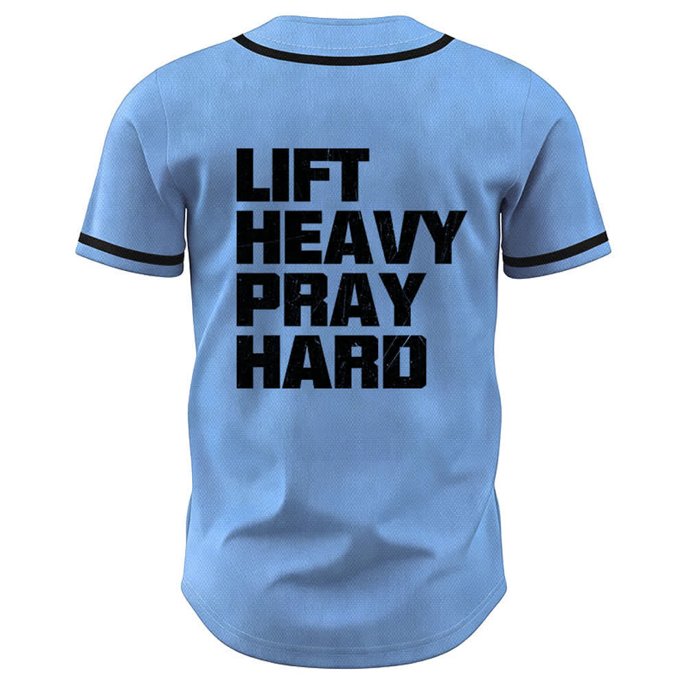 Christianartworkshop Lift Heavy Pray Hard Navy Baseball Jersey - image 43