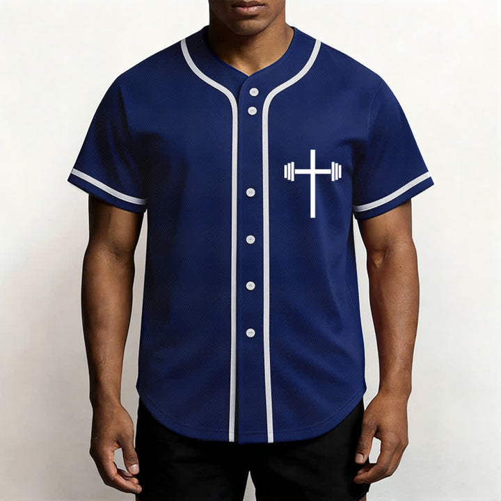Christianartworkshop Lift Heavy Pray Hard Navy Baseball Jersey - image 6
