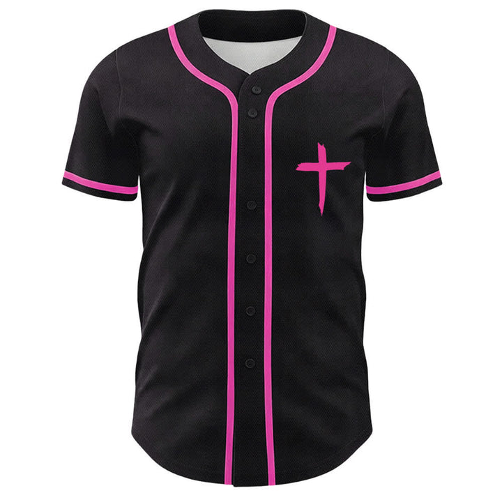 Christianartworkshop Faith Over Fear Cross Contrast Trim Baseball Jersey - image 9