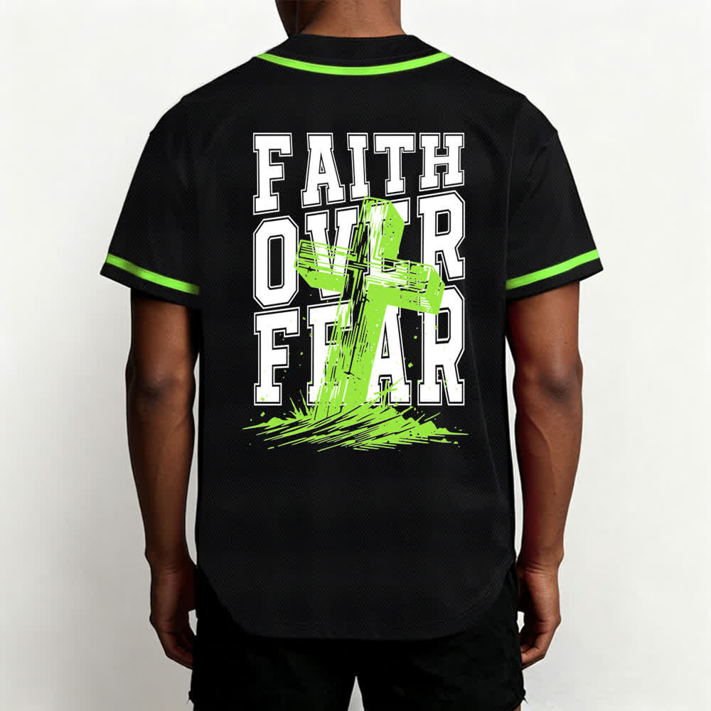Christianartworkshop Faith Over Fear Cross Contrast Trim Baseball Jersey - image 40