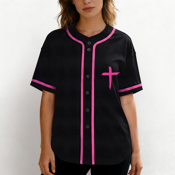 Christianartworkshop Faith Over Fear Cross Contrast Trim Baseball Jersey - image 11