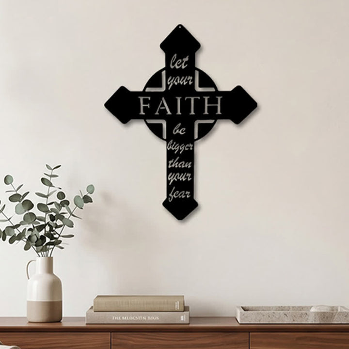 Christianartworkshop Pointed Tip Cross Let Your Faith Be Bigger Than Your Fear Metal Wall Decor: Timeless Emblem of Sacred Redemptive Grace - image 2