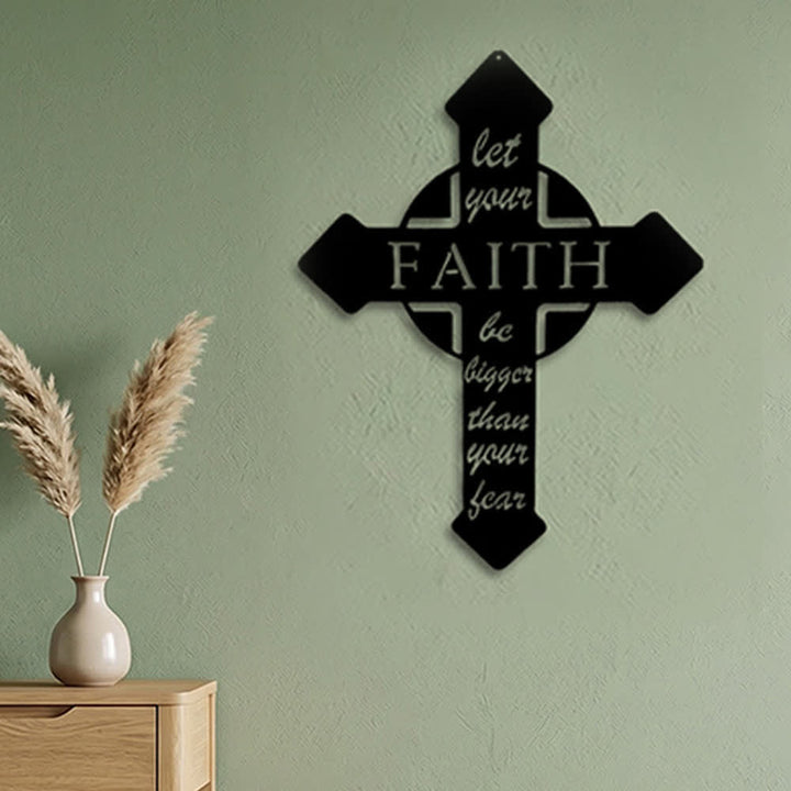 Christianartworkshop Pointed Tip Cross Let Your Faith Be Bigger Than Your Fear Metal Wall Decor: Timeless Emblem of Sacred Redemptive Grace - image 4