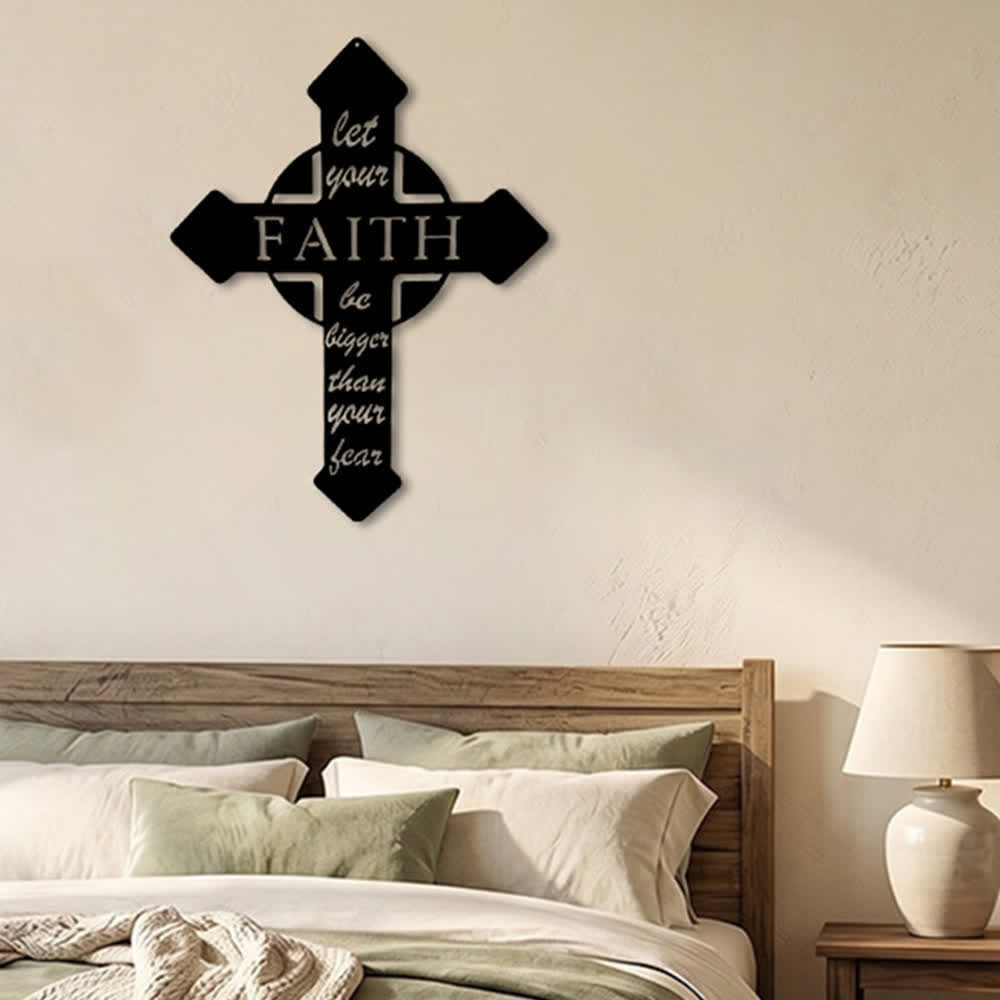 Christianartworkshop Pointed Tip Cross Let Your Faith Be Bigger Than Your Fear Metal Wall Decor: Timeless Emblem of Sacred Redemptive Grace - image 3