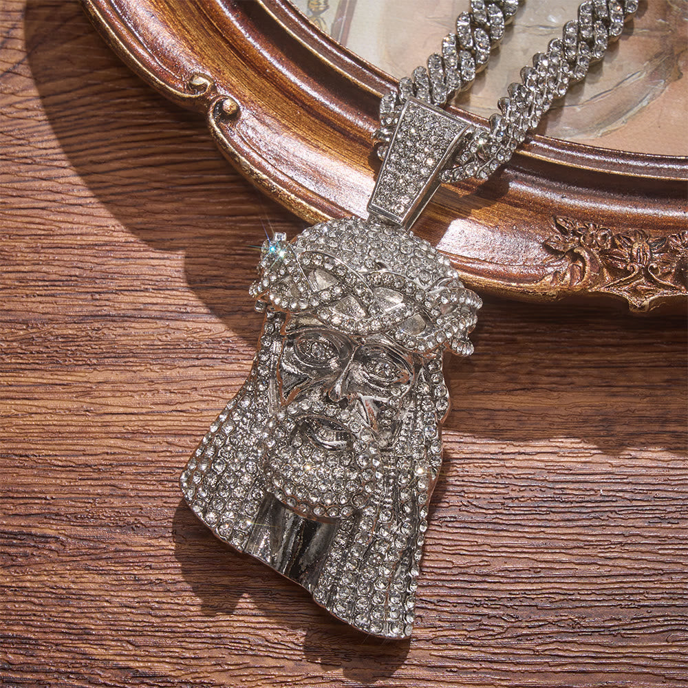 Christianartworkshop Iced‑Out Crown Thorns Jesus Head Pendant Cuban Chain: Emblem of Enduring Divine Fortitude - image 4