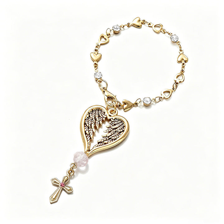 Christianartworkshop Guardian Angel-Wing Heart Keychain for Car: Quiet Reminder of Tender Protection - Golden Angel - image 5