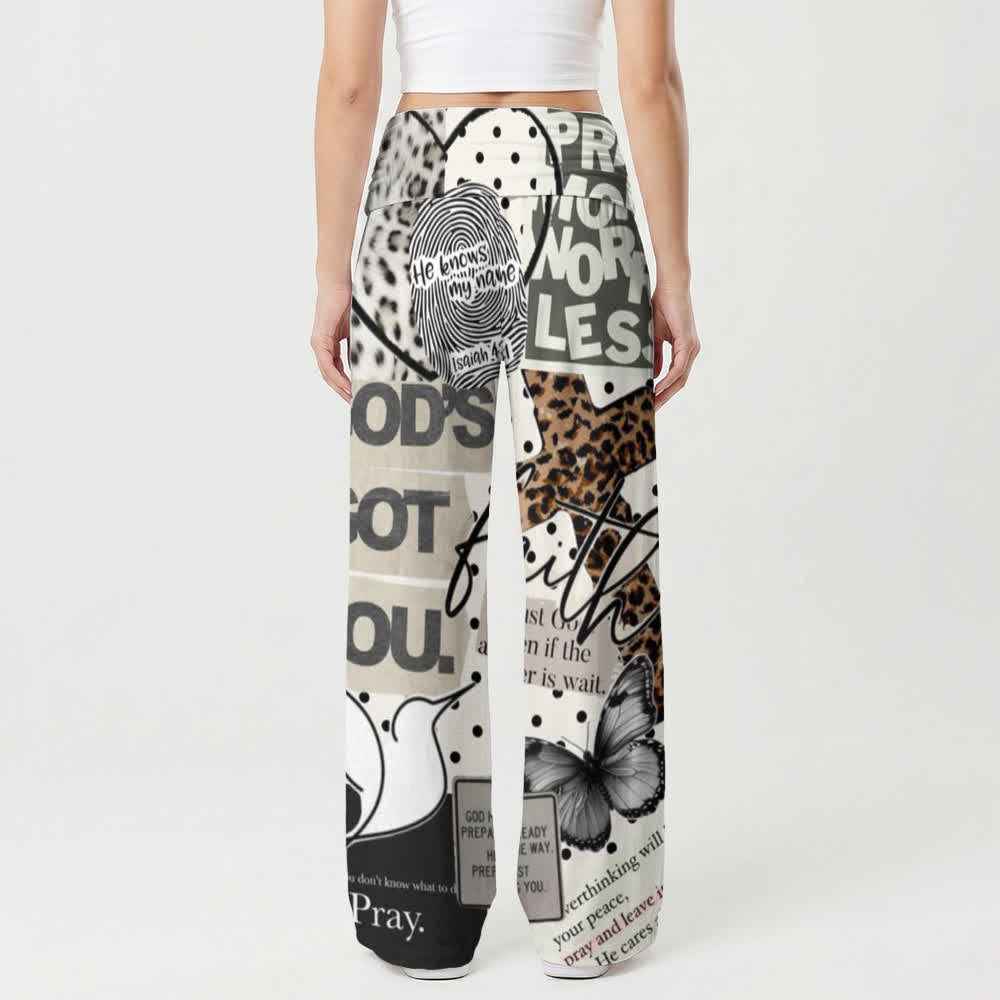 Christianartworkshop Faith Collage Print High Waist Women's Wide Leg Pants - image 2