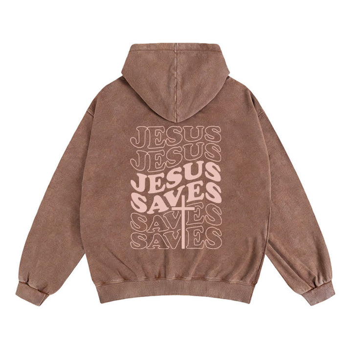 Christianartworkshop Jesus Saves Washed Street Zip-Up Hooded Jacket - image 7