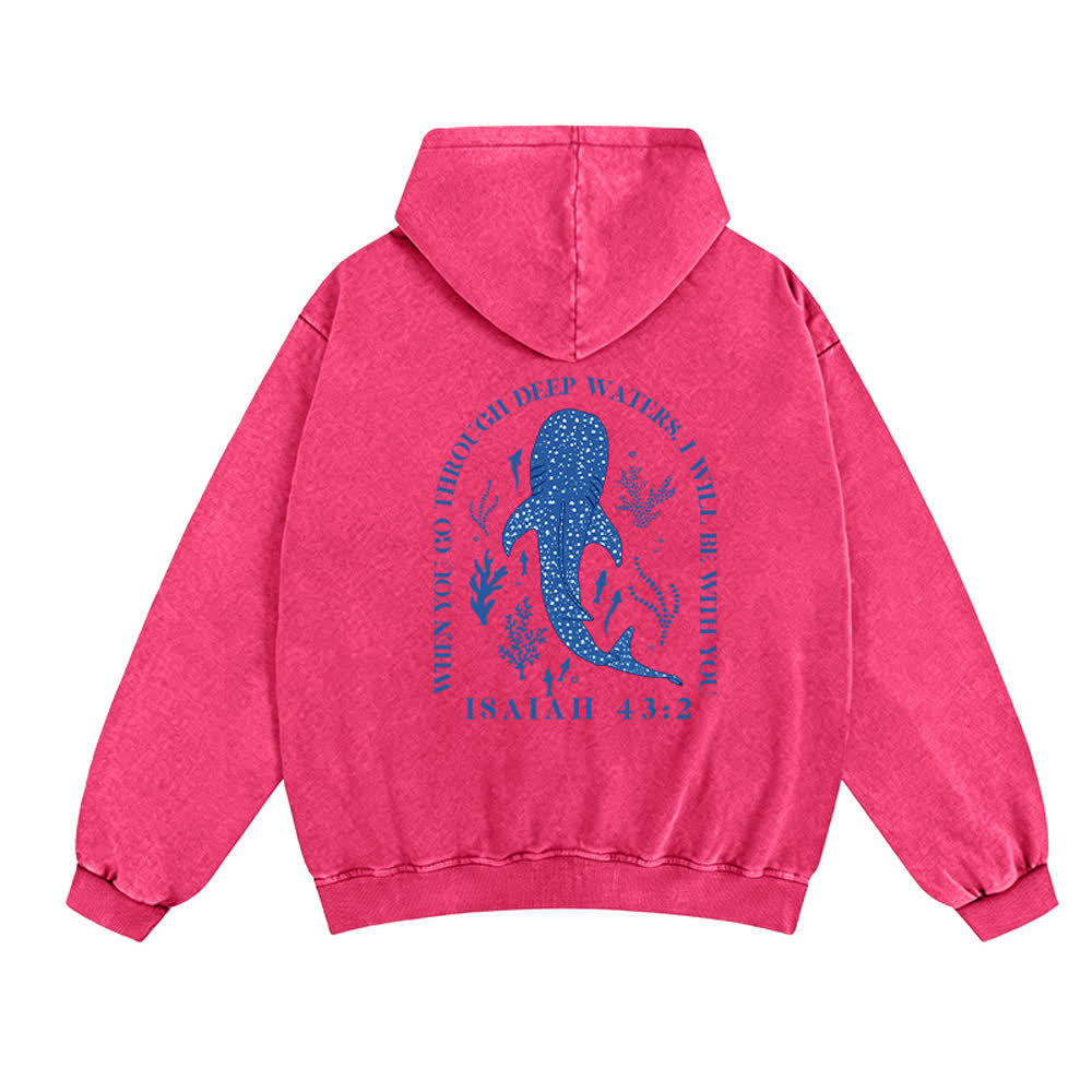 Christianartworkshop Washed Black Isaiah 43:2 Whale Shark Zip-Up Hooded Jacket - image 10