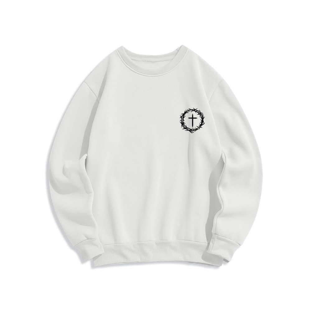 Christianartworkshop Three Days Thorn Cross Back Print Fleece Sweatshirt - image 5