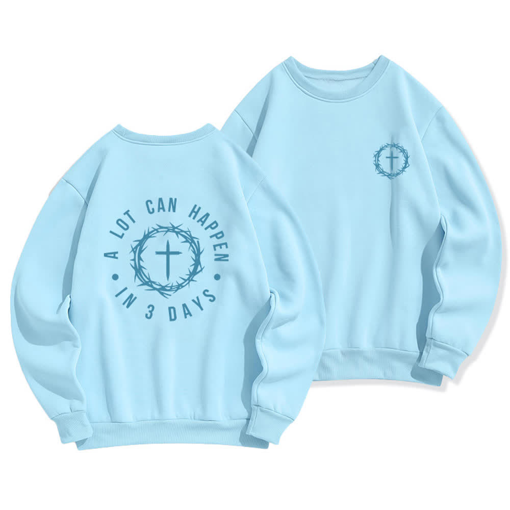 Christianartworkshop Three Days Thorn Cross Back Print Fleece Sweatshirt - Blue - 2XL - image 12