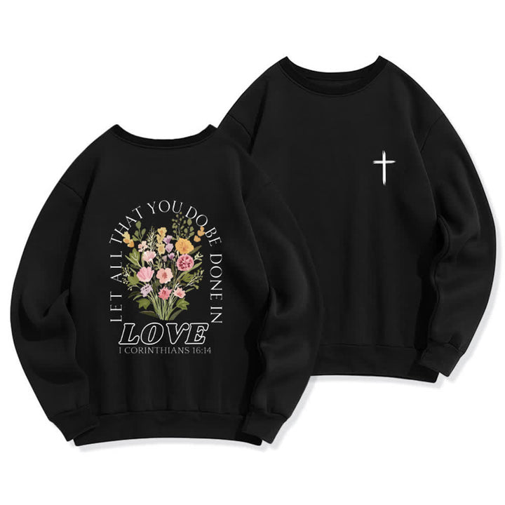 Christianartworkshop Love In Bloom Cross Back Print Fleece Sweatshirt - Black - 2XL - image 3
