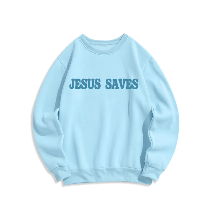 Christianartworkshop Jesus Saves Oversized Crewneck Fleece Lined Statement Sweatshirt - image 11
