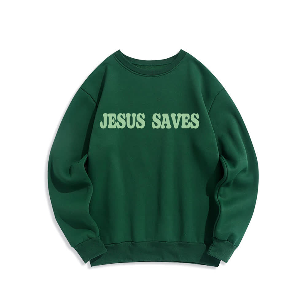 Christianartworkshop Jesus Saves Oversized Crewneck Fleece Lined Statement Sweatshirt - image 17