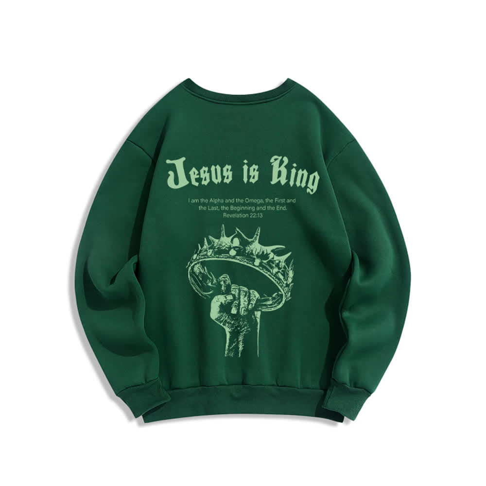 Christianartworkshop Jesus Is King Crown Back Print Crewneck Sweatshirt - image 13