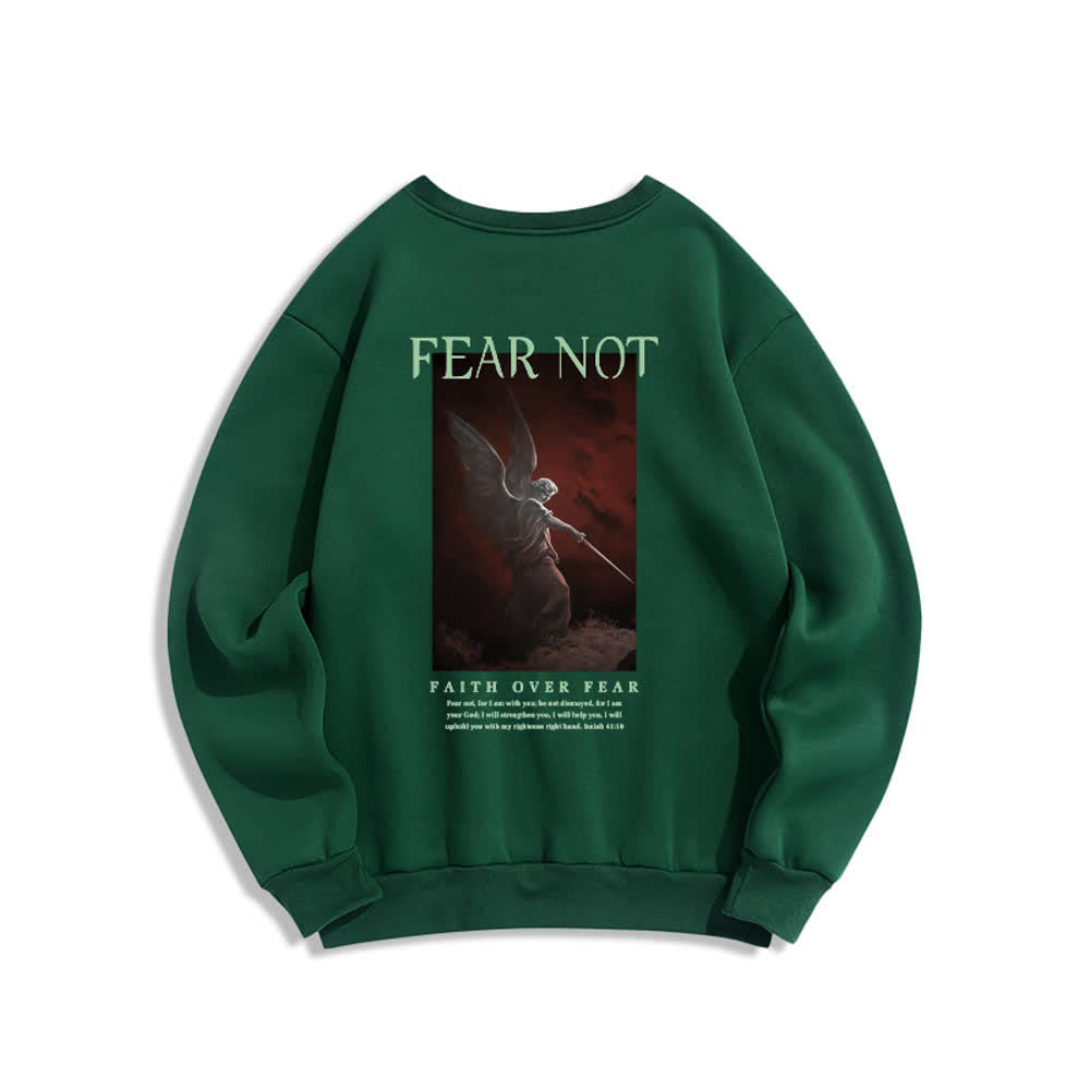 Christianartworkshop Fear Not Angel Back Graphic Cross Crewneck Sweatshirt - image 16