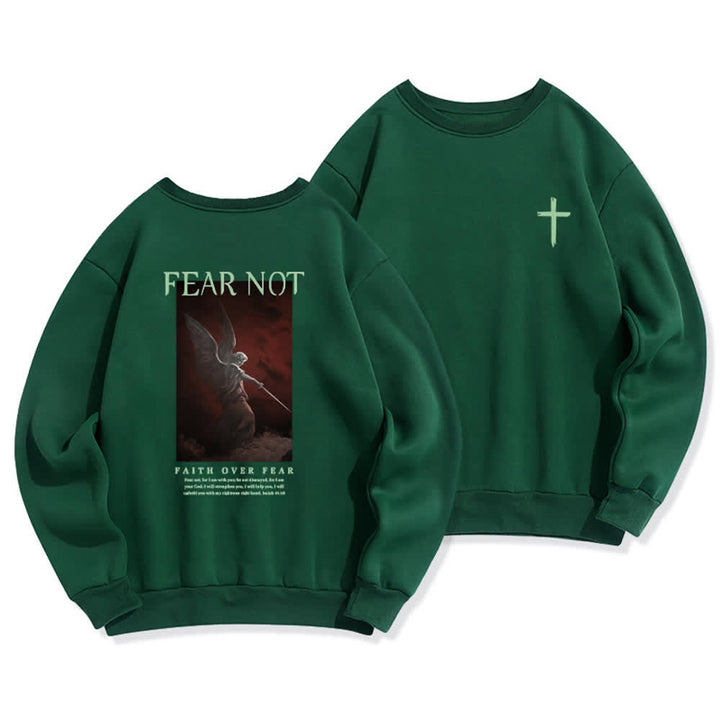 Christianartworkshop Fear Not Angel Back Graphic Cross Crewneck Sweatshirt - Green - 2XL - image 15