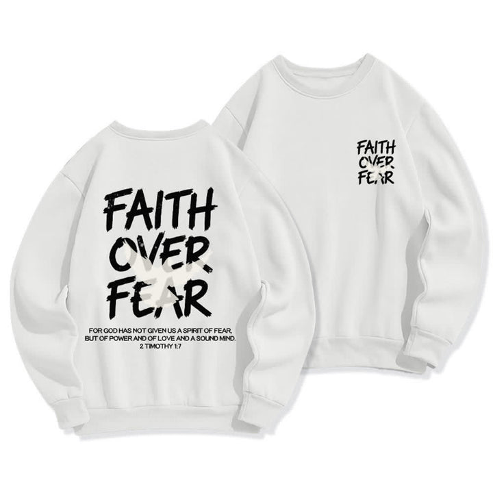 Christianartworkshop Faith Over Fear Dove Graphic Oversized Crewneck Sweatshirt - White - 2XL - image 3