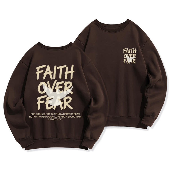 Christianartworkshop Faith Over Fear Dove Graphic Oversized Crewneck Sweatshirt - Brown - 2XL - image 9