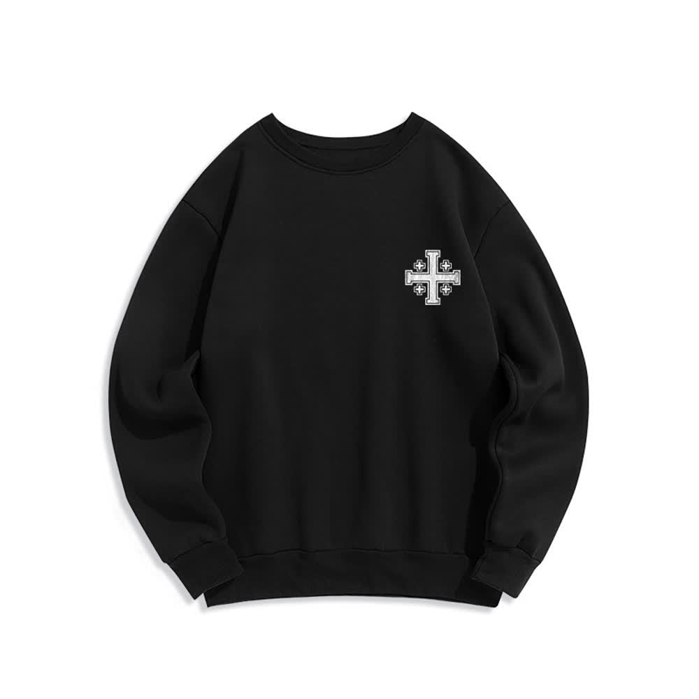 Christianartworkshop Distressed Cross Back Print Oversized Crewneck Sweatshirt - image 2