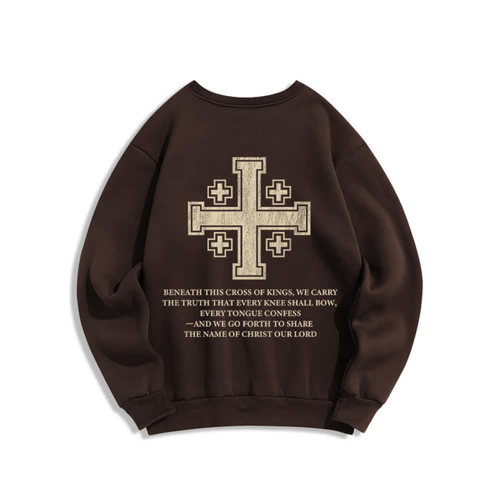 Christianartworkshop Distressed Cross Back Print Oversized Crewneck Sweatshirt - image 7