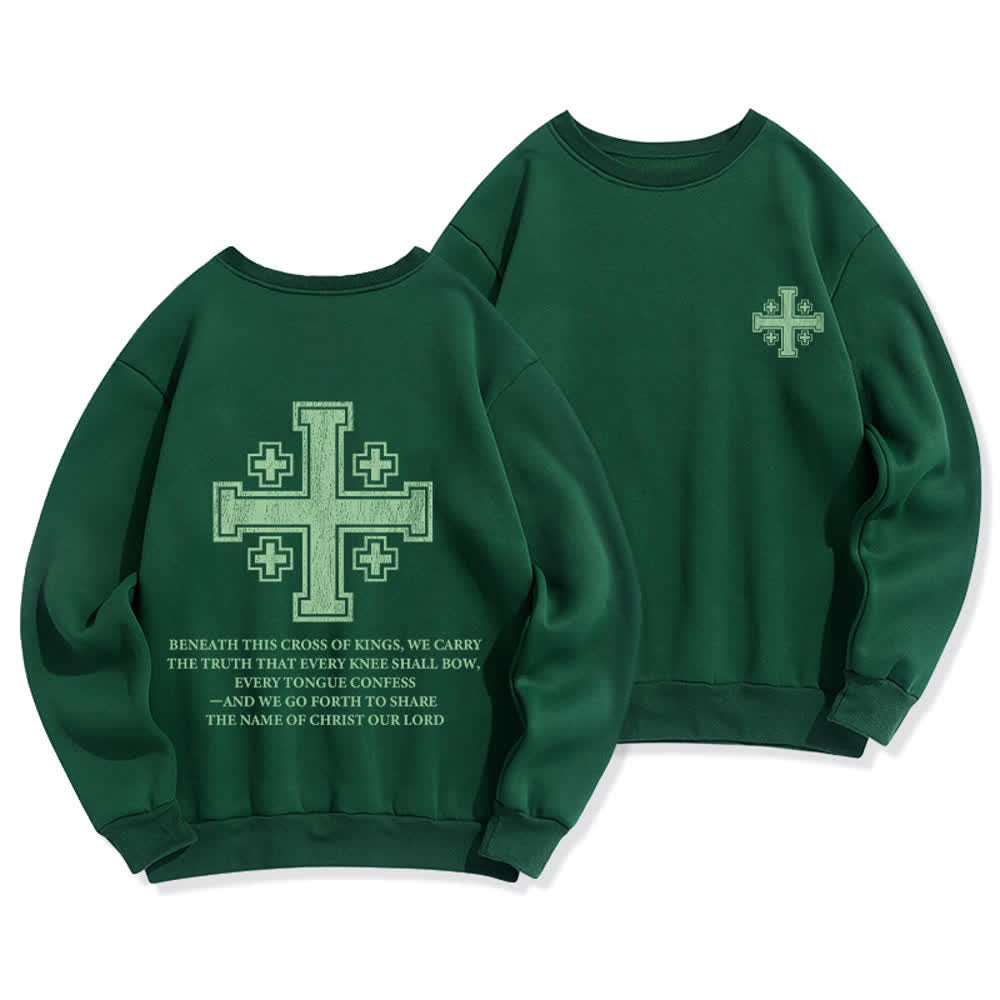 Christianartworkshop Distressed Cross Back Print Oversized Crewneck Sweatshirt - Green - 2XL - image 15