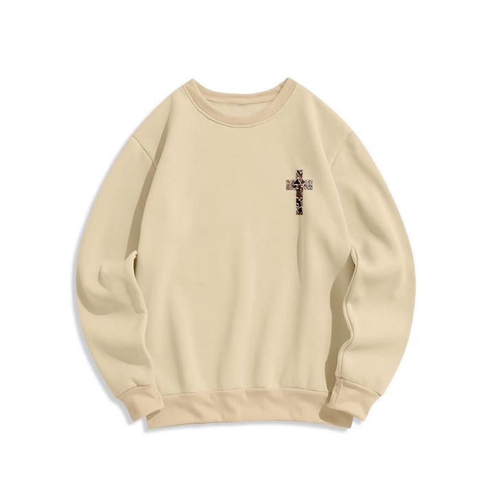 Christianartworkshop Olive Camo Cross Verse Oversized Crewneck Sweatshirt - image 17