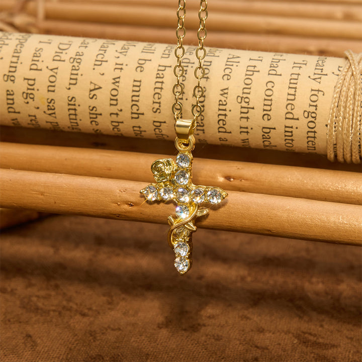 Christianartworkshop Crystal Rose Vine Cross Pendant Necklace: Token of Gentle Heavenly Mercy - image 4