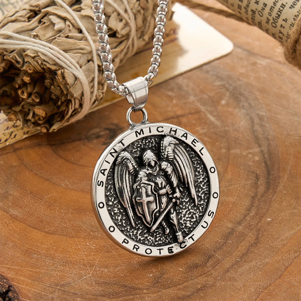Christianartworkshop Vintage Relief St.Michael Reversible Medallion Necklace: Emblem of Mighty Heavenly Protection - St. Michael - image 0