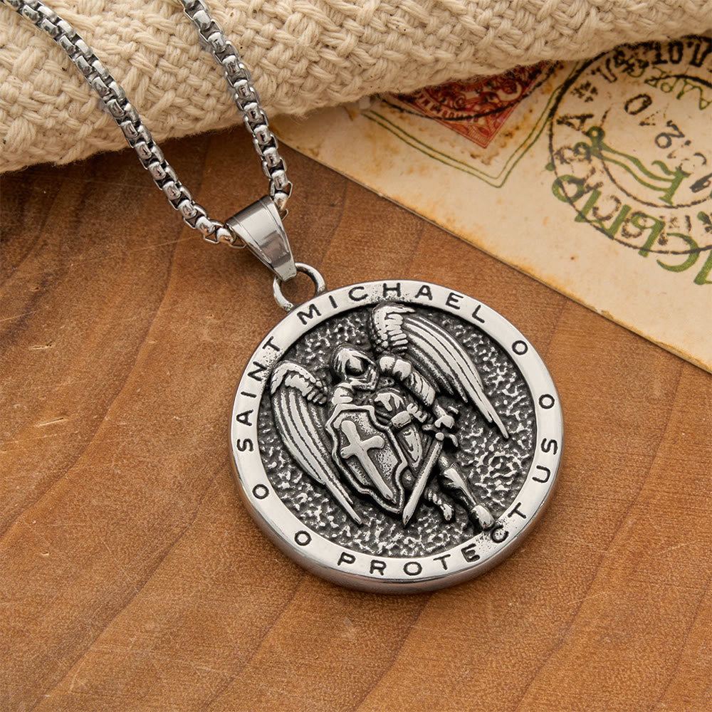 Christianartworkshop Vintage Relief St.Michael Reversible Medallion Necklace: Emblem of Mighty Heavenly Protection - image 1