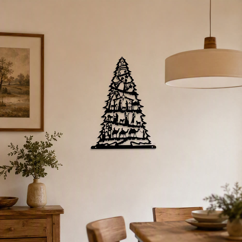 Christianartworkshop Nativity Scene Christmas Tree Metal Wall Art: Emblem of Timeless Peaceful Tidings - image 3