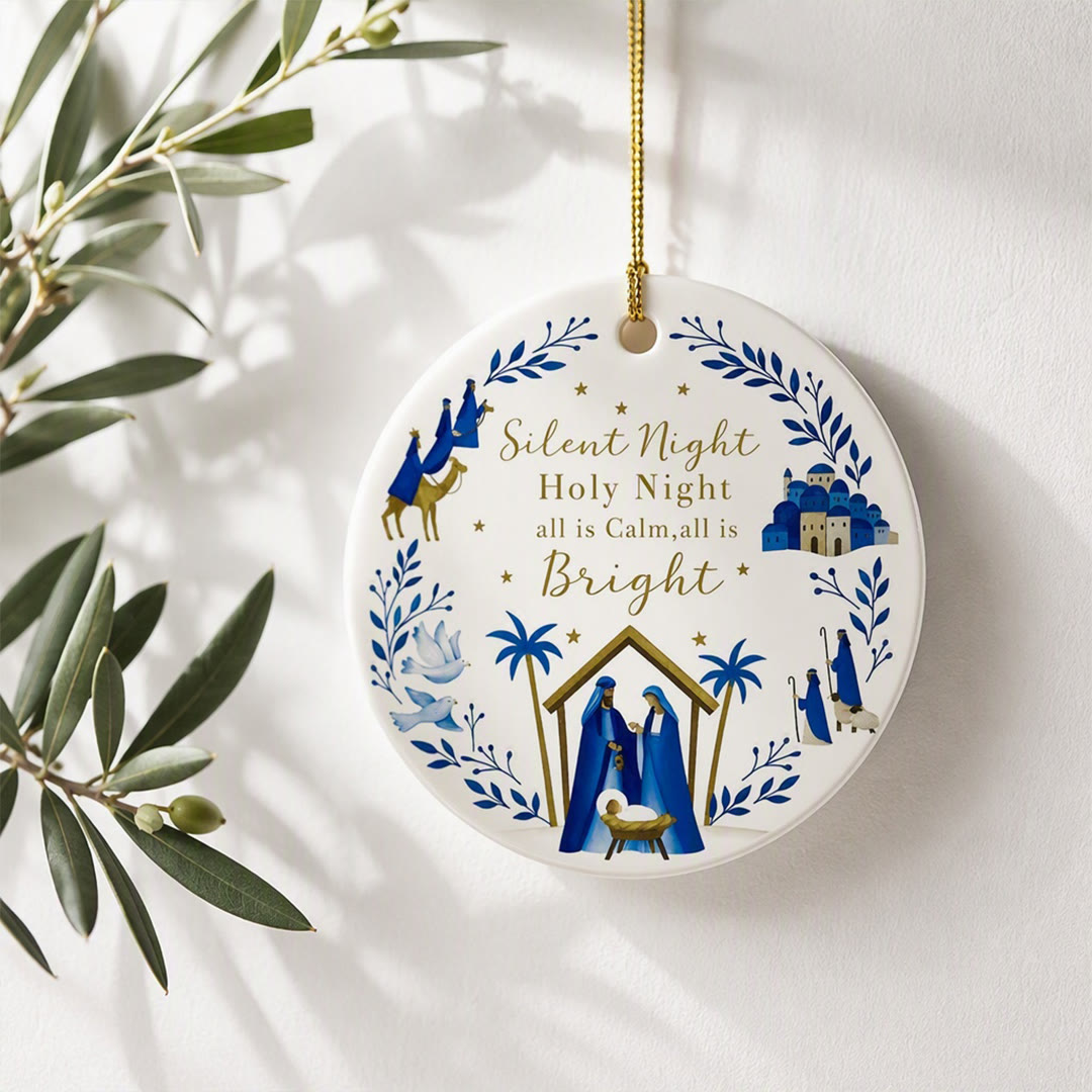 Christianartworkshop Silent Night Holy Night Nativity Ceramic Ornament: Emblem of Heavenly Peace - Acrylic - image 0