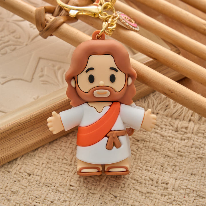 Christianartworkshop Cute Cartoon Sacred Figure Resin Keychain: Emblem of Warm Heavenly Guardianship - image 2