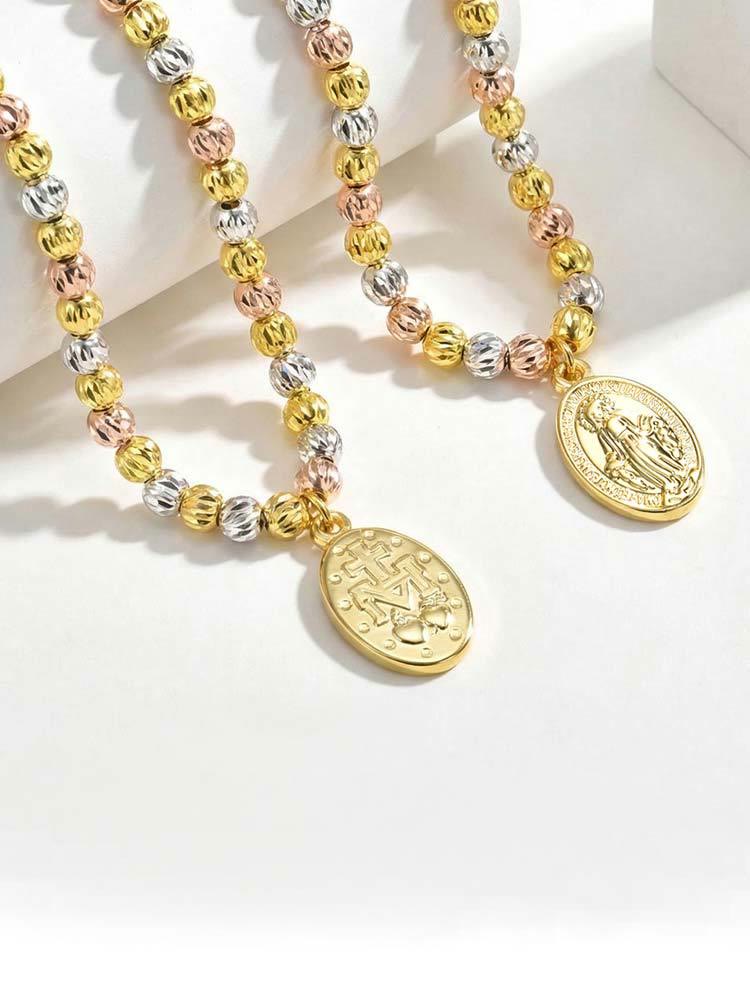 Christianartworkshop Textured Bead‑Chain Medal Bracelet: Token of Sustained Inner Fortitude - image 42