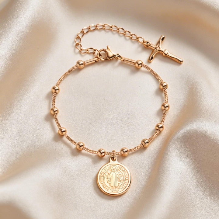 Christianartworkshop Textured Bead‑Chain Medal Bracelet: Token of Sustained Inner Fortitude - image 34