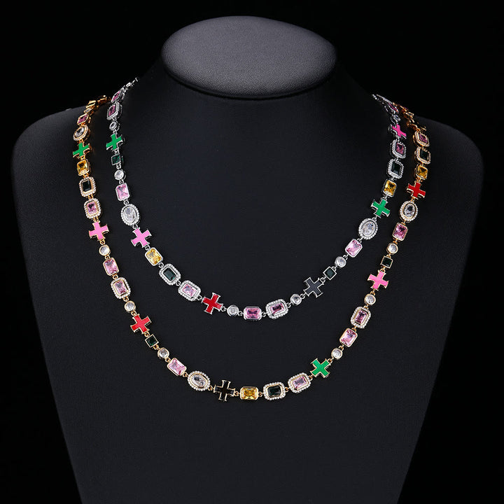 Christianartworkshop Ornate Multi‑Stone Cross Interlocking Chain: Token of Abiding Watchful Safeguard - image 3