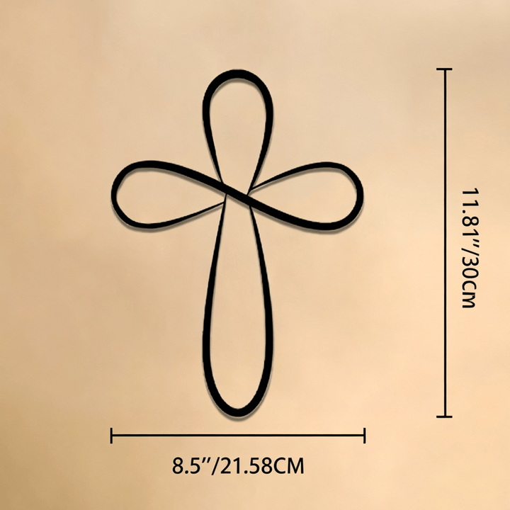 Christianartworkshop Minimalist Infinity Loop Single Line Cross Metal Wall Decor: Timeless Emblem of Sacred Redemptive Grace - 8.5''*11.81''*0.04''/21.58cm*30cm*0.1cm - image 7