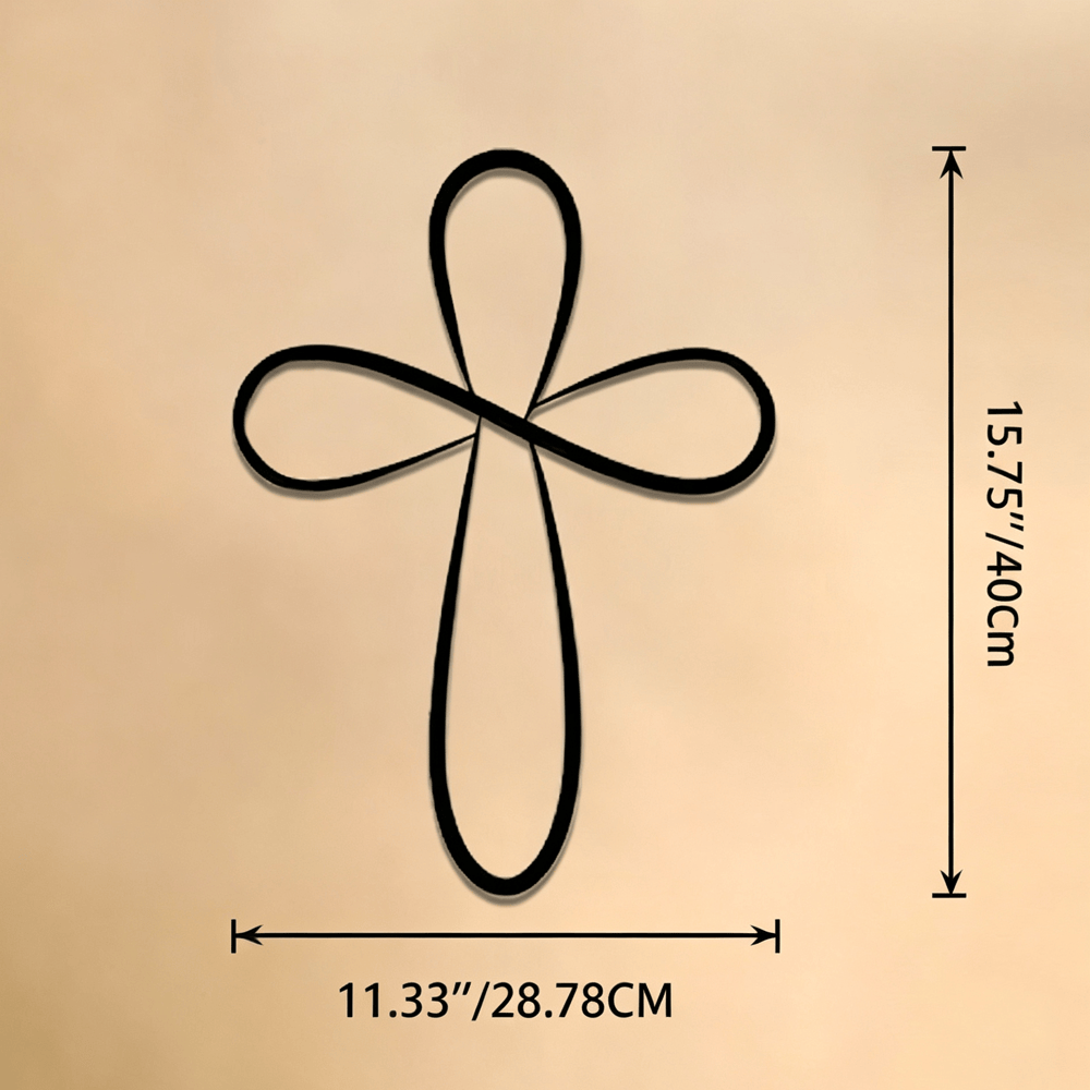 Christianartworkshop Minimalist Infinity Loop Single Line Cross Metal Wall Decor: Timeless Emblem of Sacred Redemptive Grace - 11.33''*15.75''*0.04''/28.78''*40*0.1cm - image 8