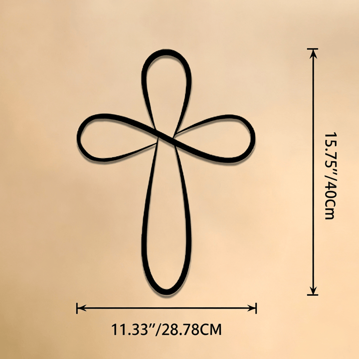 Christianartworkshop Minimalist Infinity Loop Single Line Cross Metal Wall Decor: Timeless Emblem of Sacred Redemptive Grace - 11.33''*15.75''*0.04''/28.78''*40*0.1cm - image 8