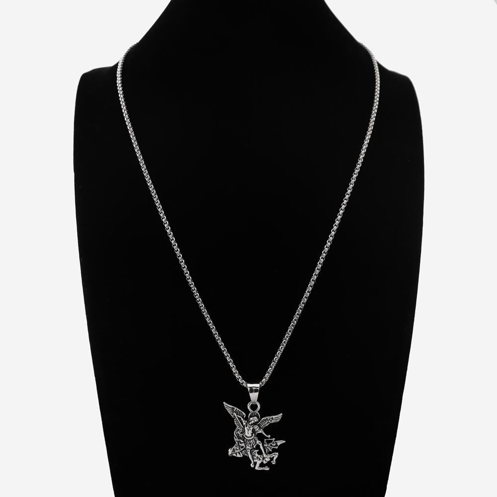 Christianartworkshop Intricate Sculpted St.Michael Pendant Necklace With Justice Scales: Emblem Of Mighty Heavenly Safeguard - image 1