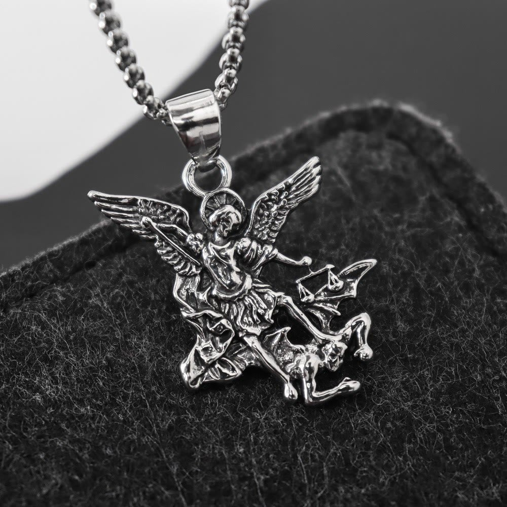 Christianartworkshop Intricate Sculpted St.Michael Pendant Necklace With Justice Scales: Emblem Of Mighty Heavenly Safeguard - image 4