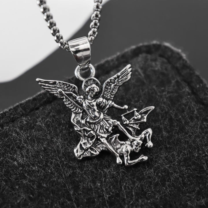 Christianartworkshop Intricate Sculpted St.Michael Pendant Necklace With Justice Scales: Emblem Of Mighty Heavenly Safeguard - image 4