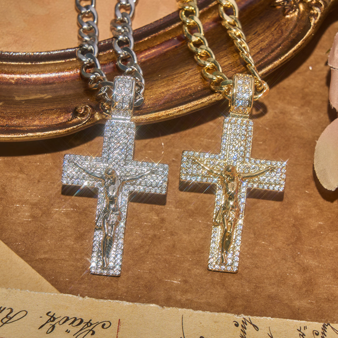 Christianartworkshop Glam Bling Crucifix Curb Chain Necklace: Wearable Talisman Of Timeless Heavenly Grace - image 0