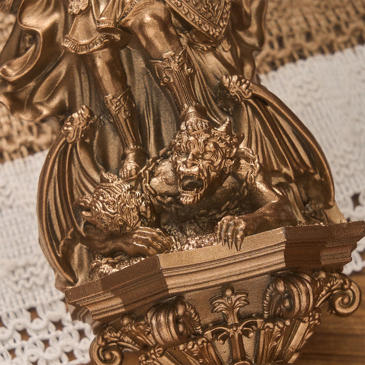 Christianartworkshop Grand Winged St.Michael Wall Sculpture With Backlight: Emblem Of Noble Heavenly Shelter - image 6