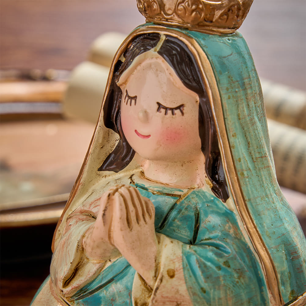 Christianartworkshop 2Pack Whimsical Sacred Heart Figurine Rosary Storage Boxes Jesus And Virgin Mary Decorative Religious Statue Cases - image 5