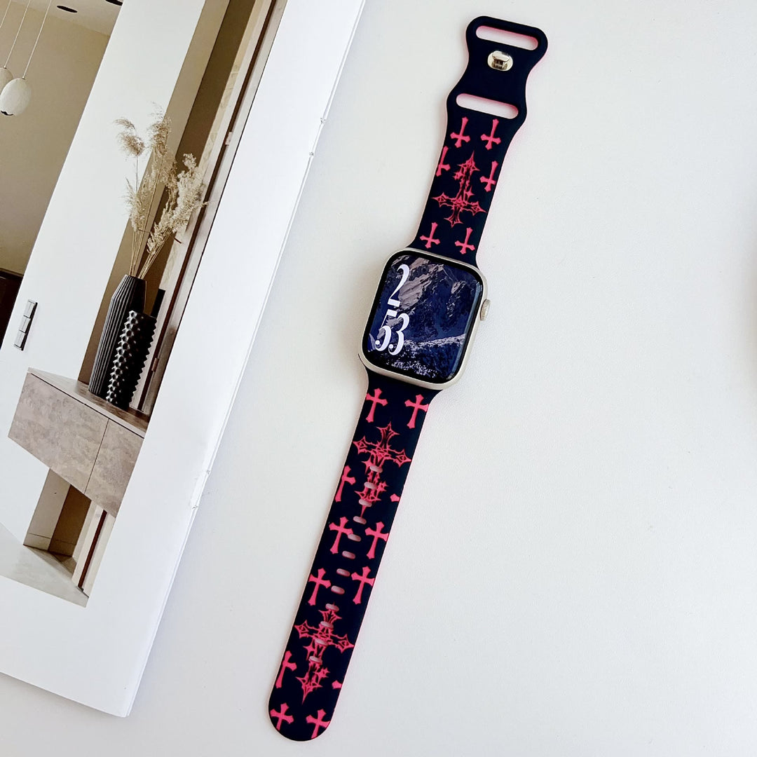 Christianartworkshop Gothic‑Style Multi‑Cross Silicone Watch Strap (Watch Not Included): Talisman Of Timeless Heavenly Grace - Pink Cross - image 18